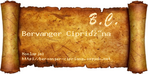 Bervanger Cipriána névjegykártya